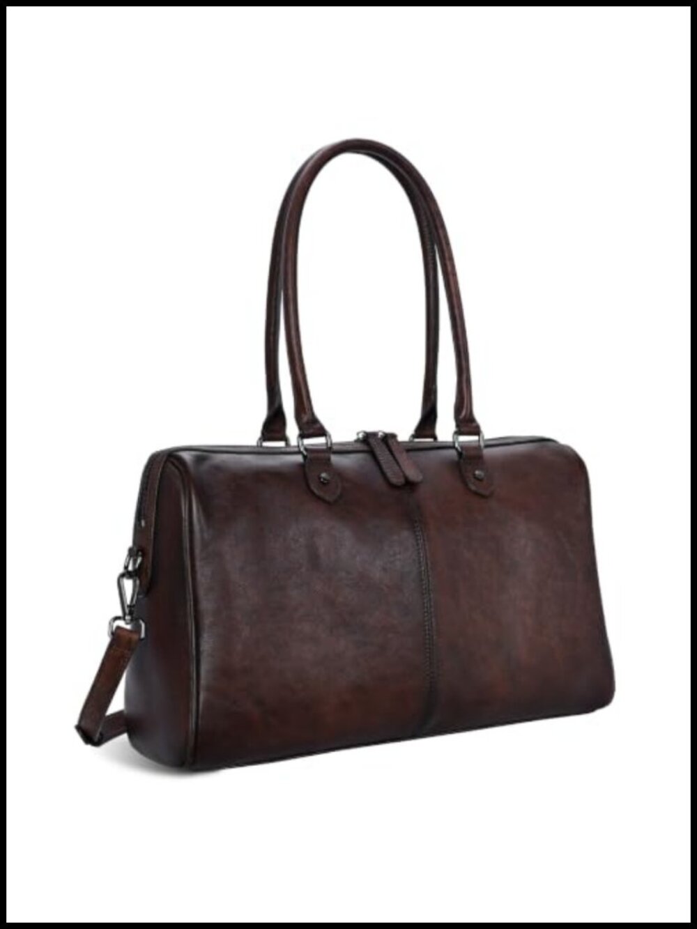 Genuine Vegetable-Tanned Leather Satchel Shoulder Bag Crossbody Tote Purse